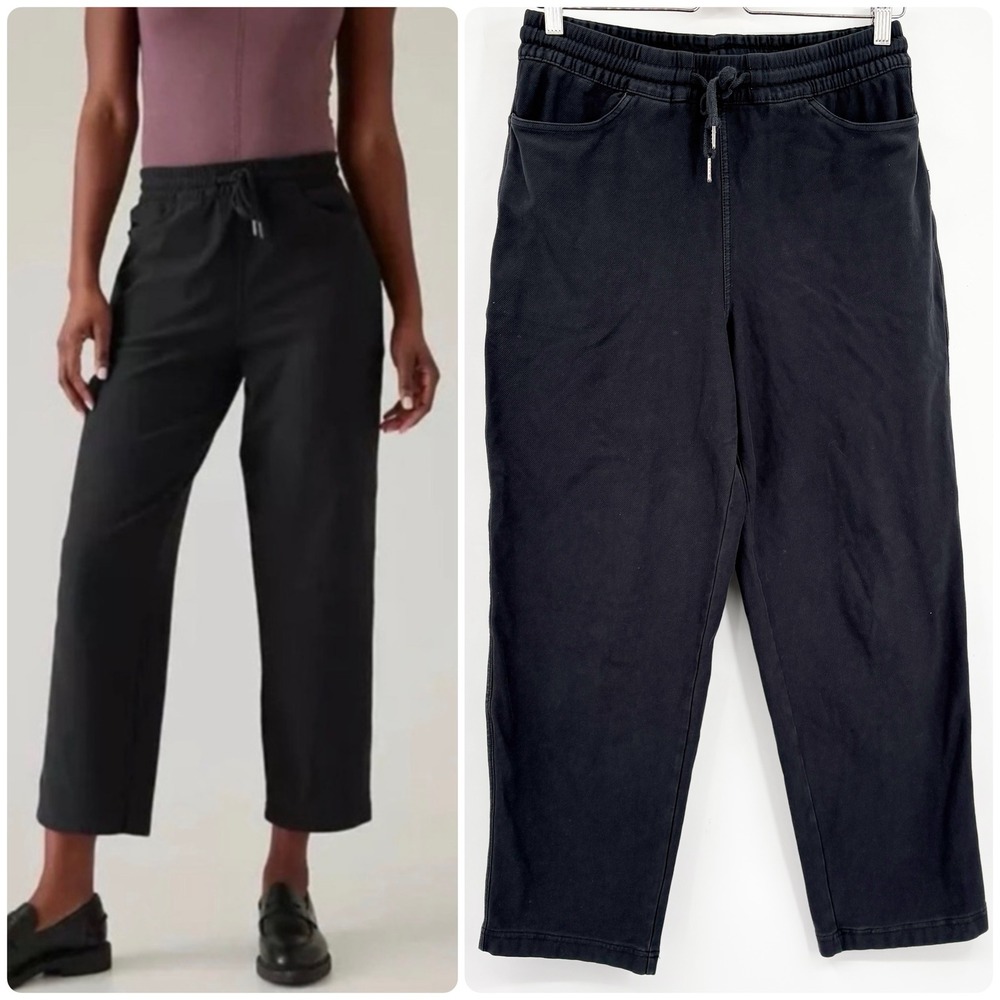 Athleta Womens Black Farallon Relaxed Utility Gorpcore Cropped Pants Size S
